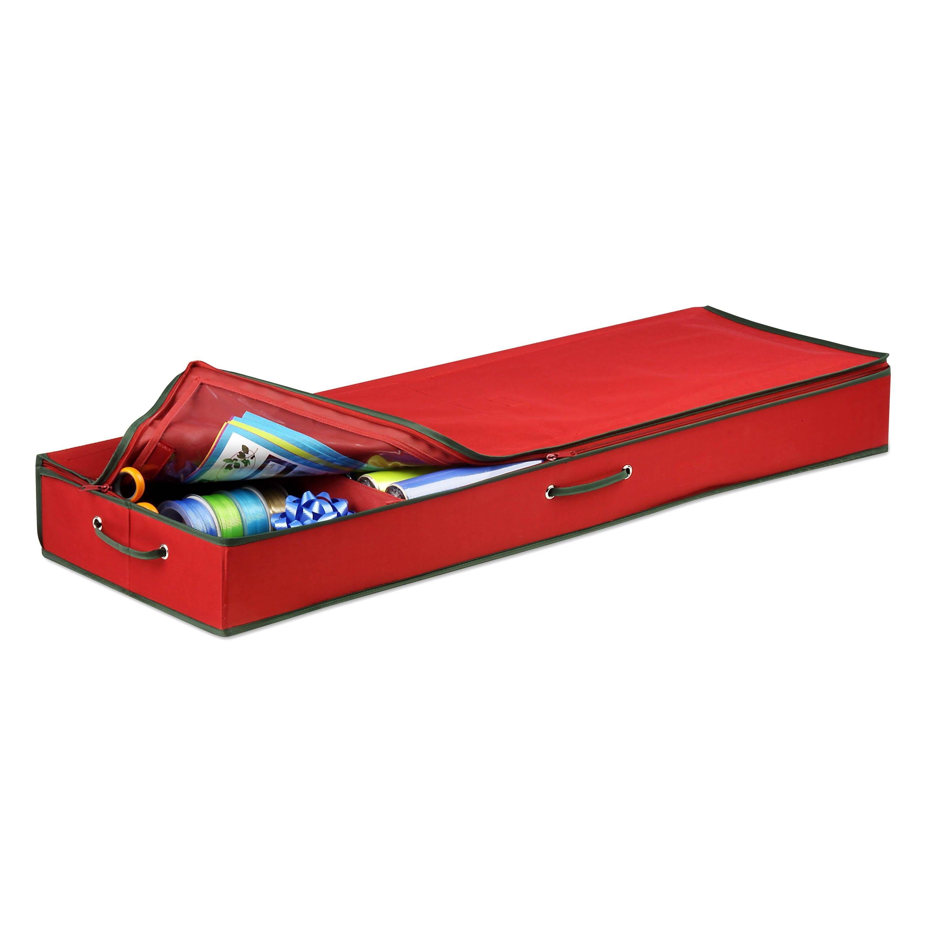 Wrapping Paper & Bow Storage Container Red