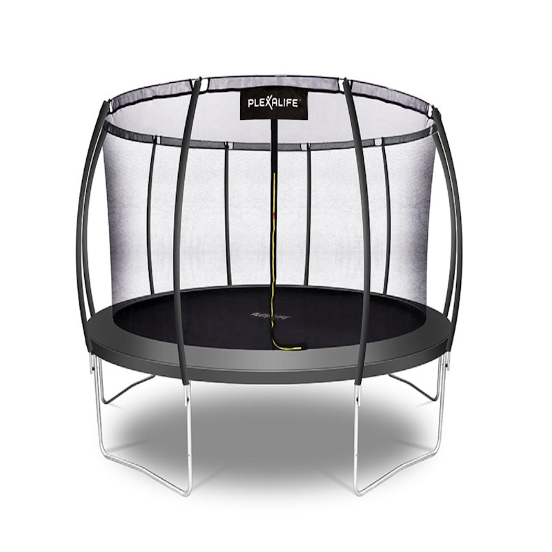Plexalife Pumpkin Shaped Outdoor Trampoline Set with Safety Enclosure 15 FT in Charcoal