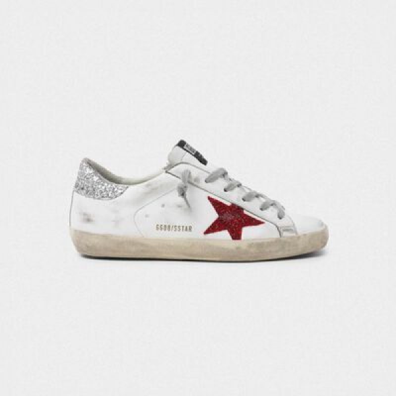 Golden Goose Superstar 'Glittery Red Star' Size 8