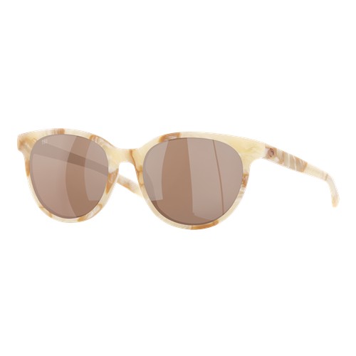 Costa Womens Isla Sunglasses Shiny Seashell/Copper Silver Mirror 580G, Size 54 frame
