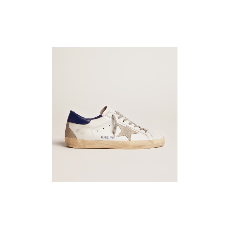 Size 6 Superstar Leather Sneakers with Blue Tab Heel