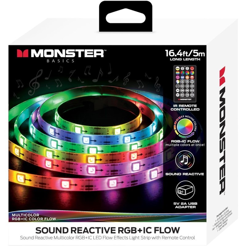 Multi-color 16.4 Foot Sound Reactive Light Strip With Remote