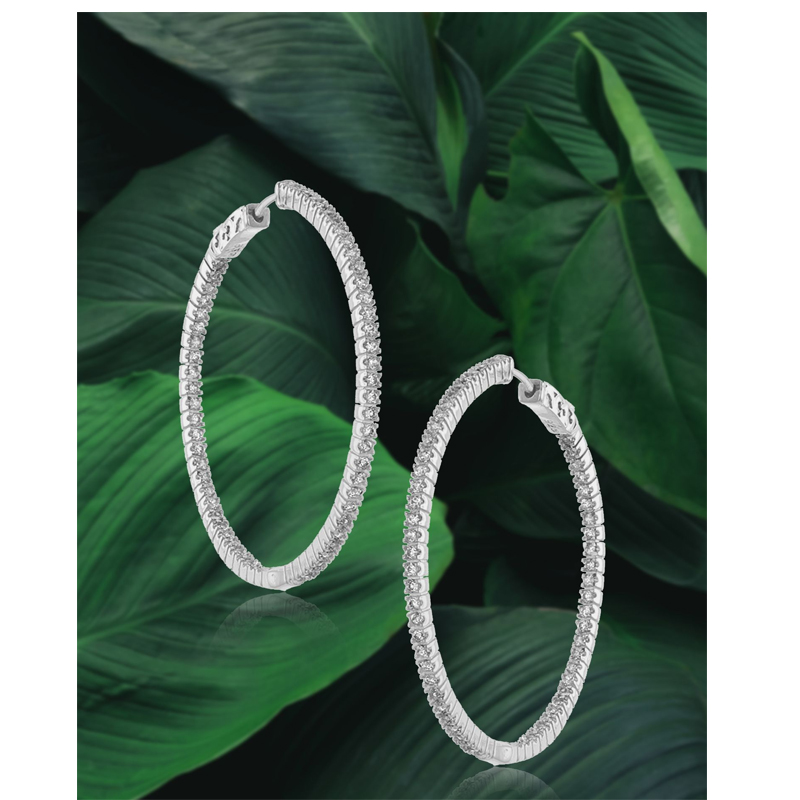 Ladies Delicate Inside Out CZ Hoop Earrings