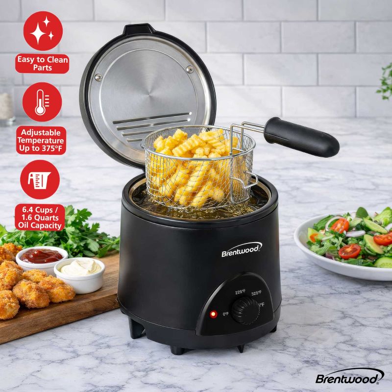 1.6QT Electric Deep Fryer - Black