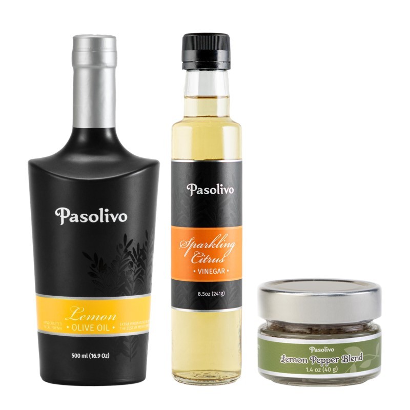 Lemon Olive Oil & Sparkling Citrus Vinegar 500mL & Lemon Pepper Spice Blend 1.4oz
