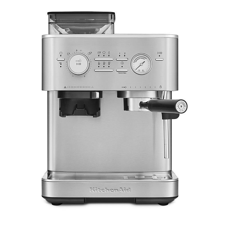 Semi Automatic Espresso Machine with Burr Grinder in Brushed Stainless Steel