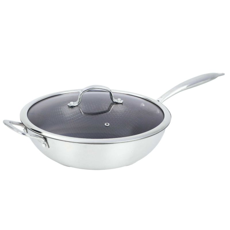12" 4.2-QT Wok w/Glass Lid - SS