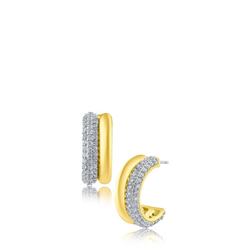 CZ by Kenneth Jay Lane Half and Half Pave Midi Hoop