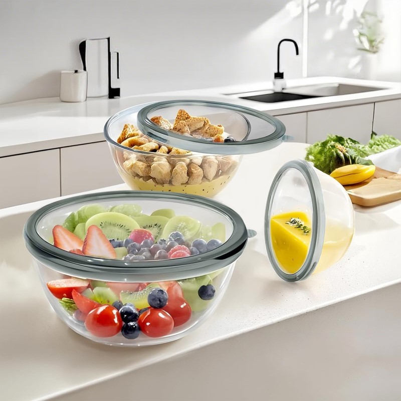 6Pcs Glass Mixing Bowl Set