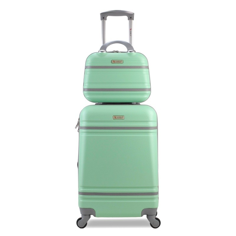 Varsity 2 Piece Carry On Cosmetic Set in Mint