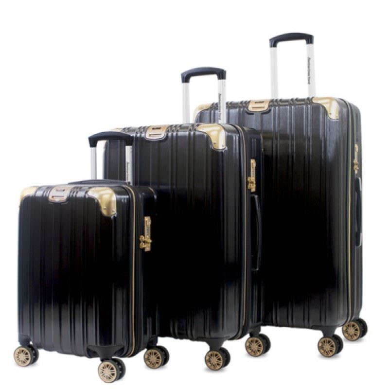 American Green Travel Melrose S 3-piece TSA Anti-theft Luggage Set, Black/Gold