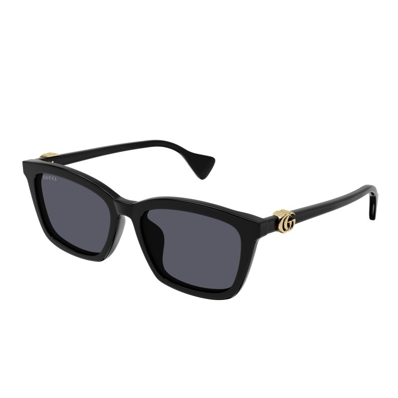 Women's Shiny Black Rectangular Sunglasses