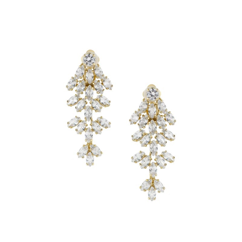 CZ by Kenneth Jay Lane Marquis Waterfall Clip Earrings