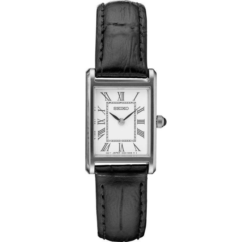 Ladies Essentials Stainless-Steel Leather Watch
