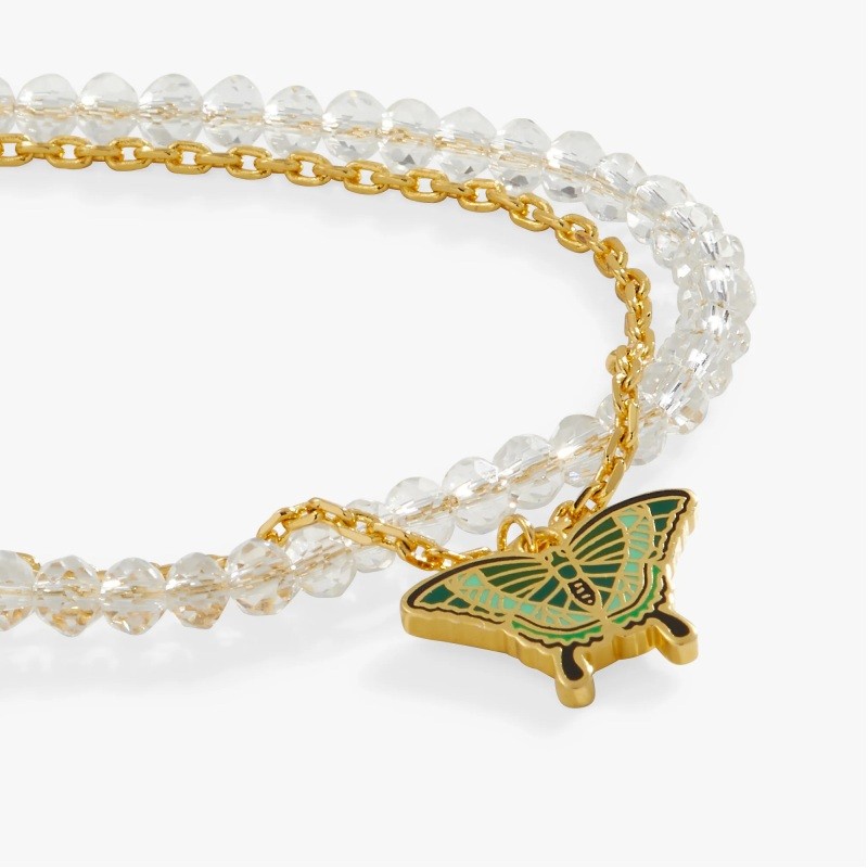 Emerald swallowtail butterfly charm bracelet