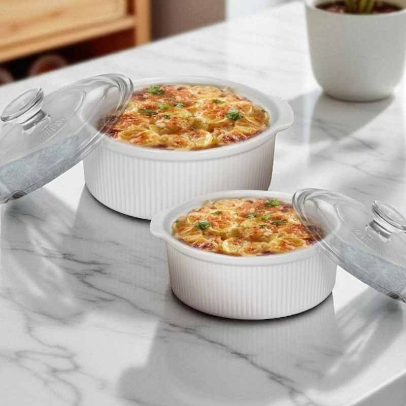 8.75inch Ceramic Casserole Dish with Glass Lid