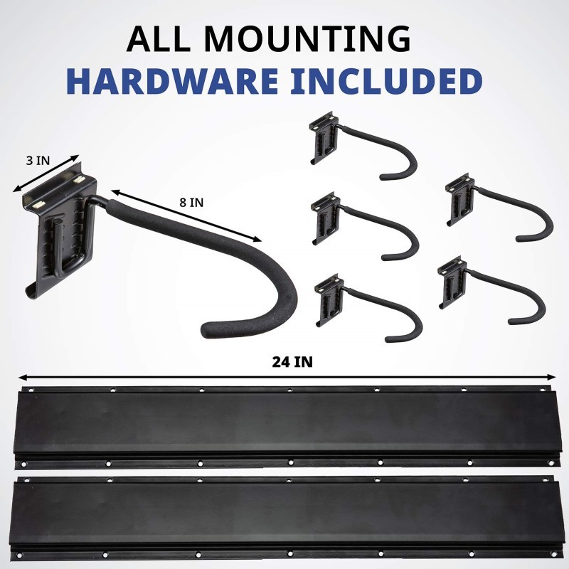 Garage Bike Rack, Wall Mounted Bike Hanger, 6 Adjustable Hooks Universal for Indoor & Home Use