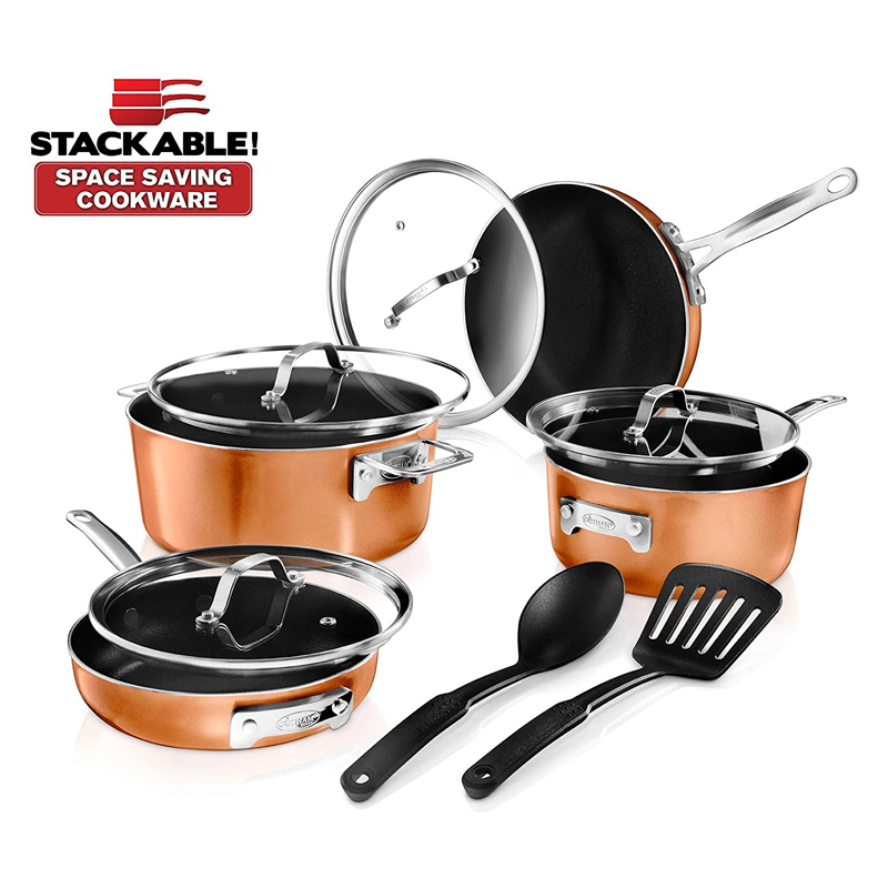 Stack Master Cookware Red 10 - Piece Stackmaster Cookware Set with 2 Spatulas | CF10337