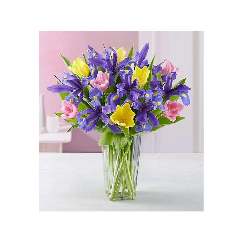 Fanciful Spring Tulip & Iris Bouquet