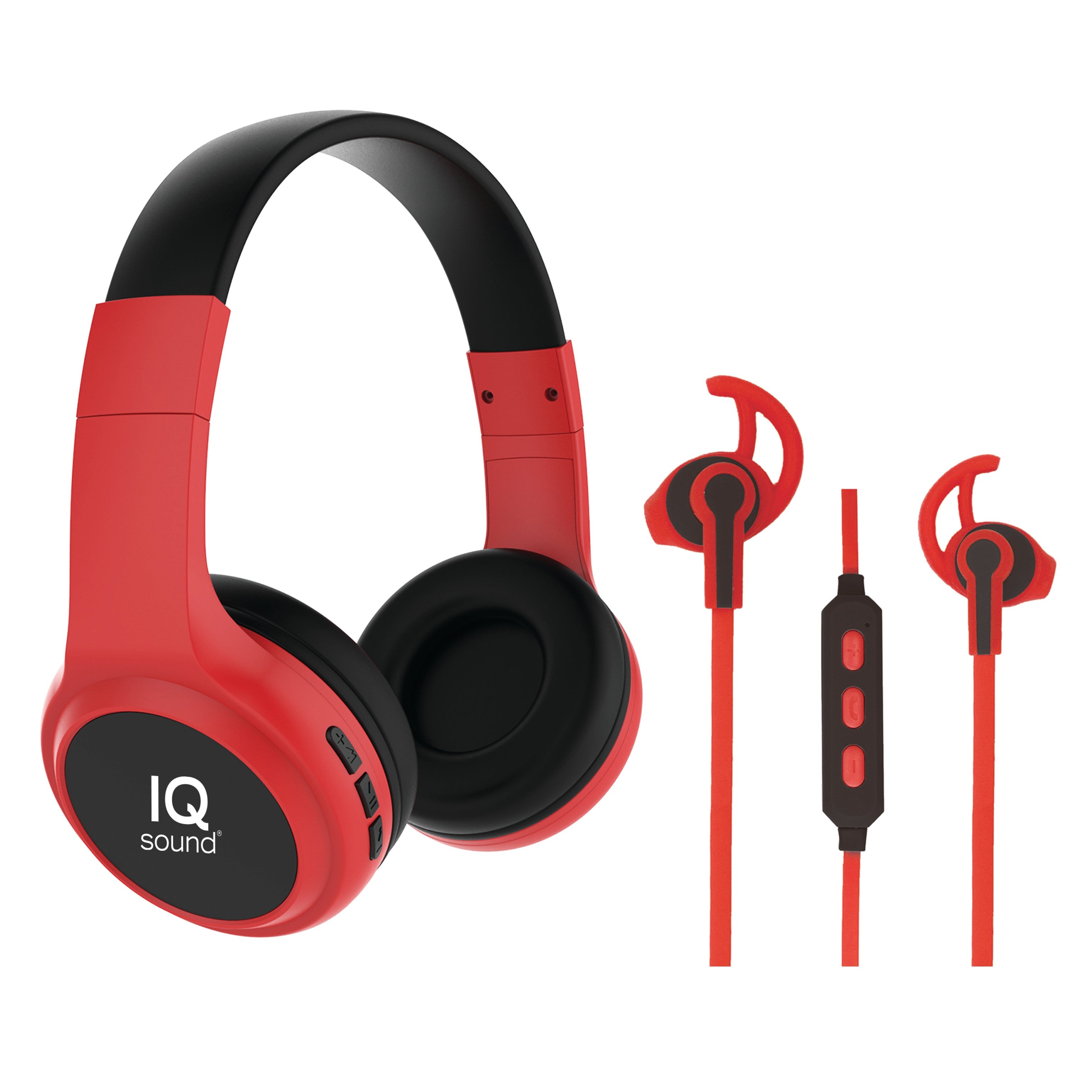 Bluetooth Wireless Headphones/Earbuds Bundle Red