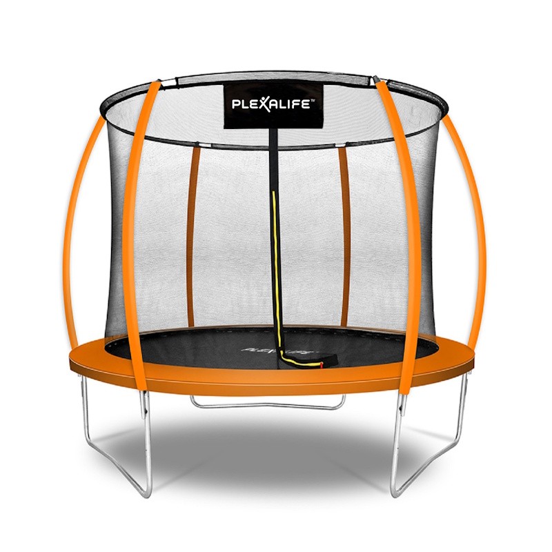 Plexalife Pumpkin-Shaped Outdoor Trampoline Set with Safety Enclosure 10 FT in Orange