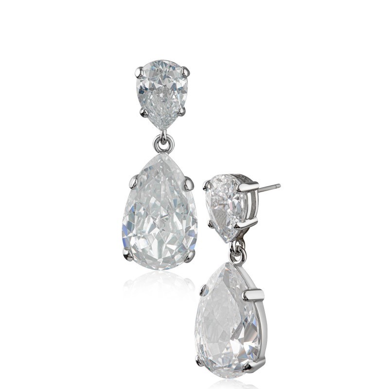 CZ by Kenneth Jay Lane Statement Double Pear Drop Earrings