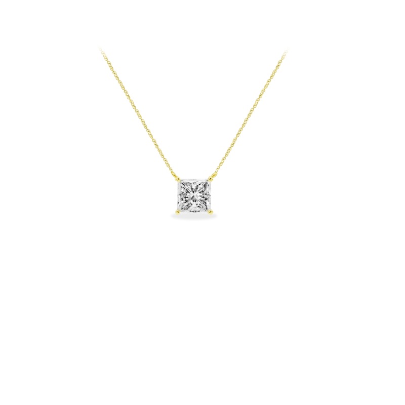 Princess Solitaire Necklace in 10K Yellow Gold