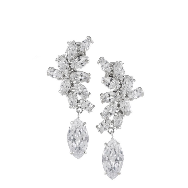 CZ by Kenneth Jay Lane Marquis Cluster Drop Earrings