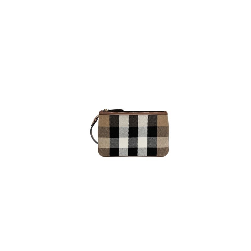 Peyton Taupe Brown Check Wristlet