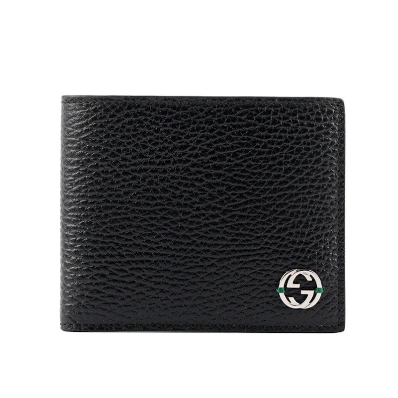 Men's Leather Bifold Coin Wallet with Interlock
