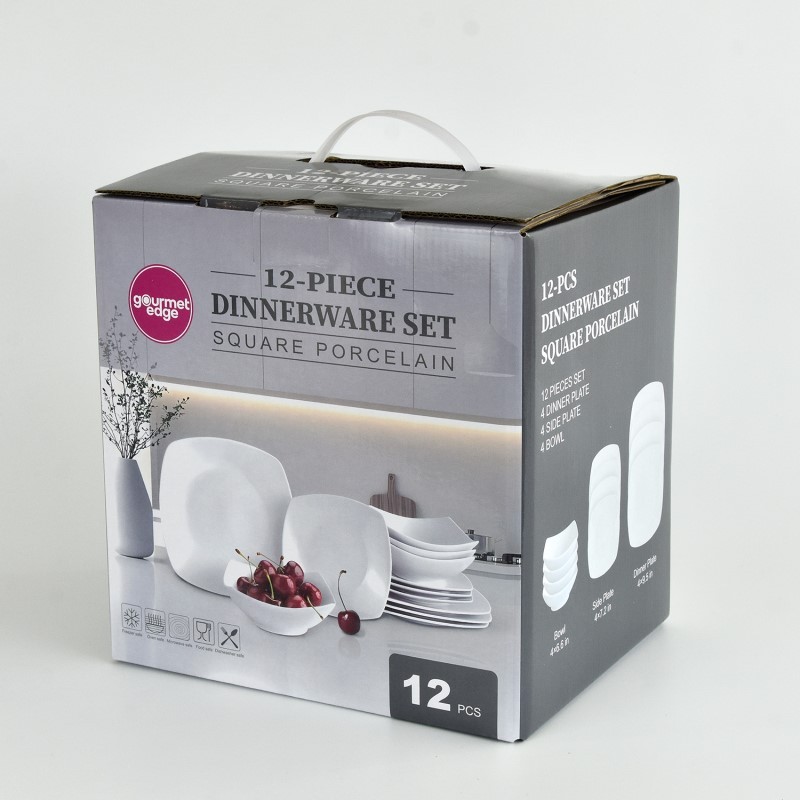 12 Pcs Square Porcelain Dinnerware Set