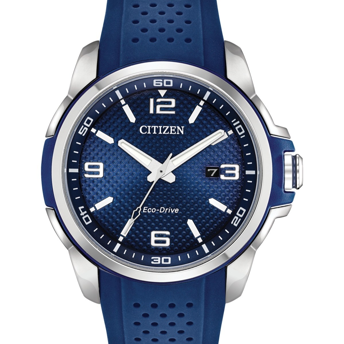 Blue Dial Blue Polyurethane Eco-Drive Men Watch